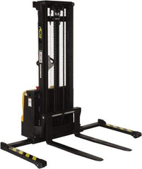 Vestil - 2,200 Lb Capacity, 125" Lift Height, Battery Powered Stacker - 2-1/8" Lowered Height, 42" Fork Length, 50" Overall Width - Apex Tool & Supply