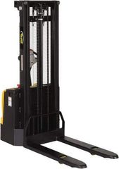 Vestil - 2,200 Lb Capacity, 118" Lift Height, Battery Powered Stacker - 3-3/8" Lowered Height, 42" Fork Length, 30" Overall Width - Apex Tool & Supply