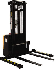 Vestil - 2,200 Lb Capacity, 101" Lift Height, Battery Powered Stacker - 2-1/8" Lowered Height, 42" Fork Length, 58" Overall Width - Apex Tool & Supply