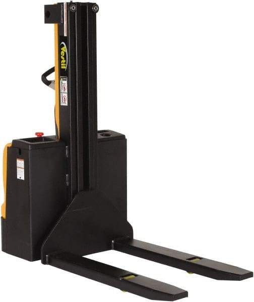 Vestil - 2,200 Lb Capacity, 62" Lift Height, Battery Powered Stacker - 3-3/8" Lowered Height, 42" Fork Length, 32" Overall Width - Apex Tool & Supply