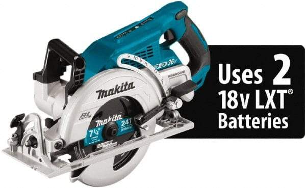 Makita - 18 Volt, 6-1/2" Blade, Cordless Circular Saw - 6,300 RPM, 2 Lithium-Ion Batteries Included - Apex Tool & Supply