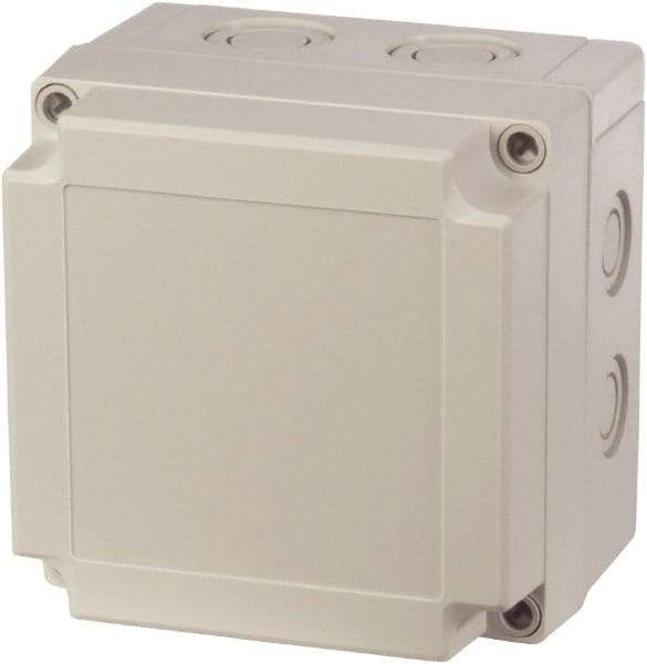 Fibox - Polycarbonate Standard Enclosure Screw Flat Cover - NEMA 1, 4, 4X, 6, 12, 13, 5.12" Wide x 5.12" High x 4.92" Deep - Apex Tool & Supply