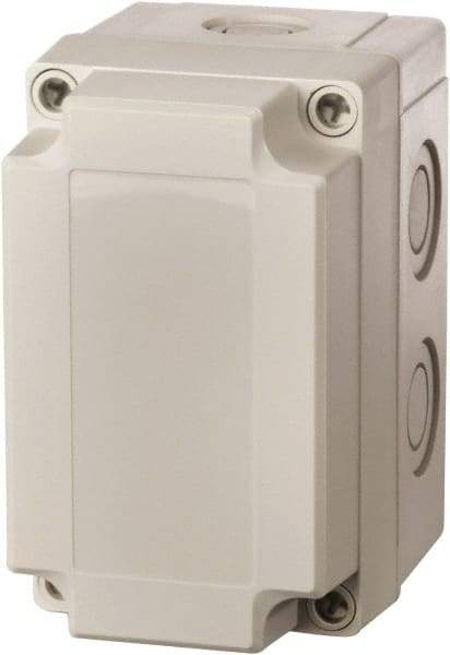 Fibox - Polycarbonate Standard Enclosure Screw Flat Cover - NEMA 1, 4, 4X, 6, 12, 13, 5.12" Wide x 7.09" High x 5.91" Deep - Apex Tool & Supply