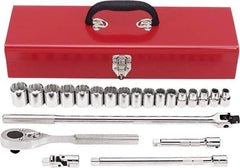 Proto - 22 Piece 1/2" Drive Chrome Finish Socket Set - 12 Points, 10mm to 26mm Range, Metric Measurement Standard - Apex Tool & Supply