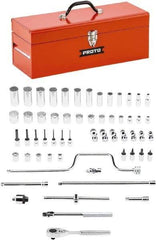 Proto - 58 Piece 3/8" Drive Chrome Finish Deep Well Socket Set - 8, 12 Points, 1/4" to 1" Range, Inch Measurement Standard - Apex Tool & Supply