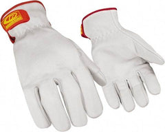 Ringers Gloves - Size 3XL (13), ANSI Cut Lvl 3, Goatskin Leather Cut Resistant Gloves - Hook & Loop Cuff, White, Paired - Apex Tool & Supply
