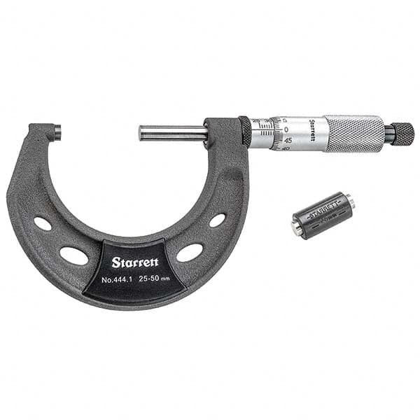 Starrett - Mechanical Outside Micrometers Minimum Measurement (mm): 25.00 Maximum Measurement (mm): 50.00 - Apex Tool & Supply