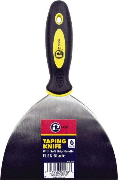 Premier Paint Roller - 6" Wide Spring Blade Steel Taping Knife - Stiff, Soft Grip Plastic Handle, 8.343" OAL - Apex Tool & Supply