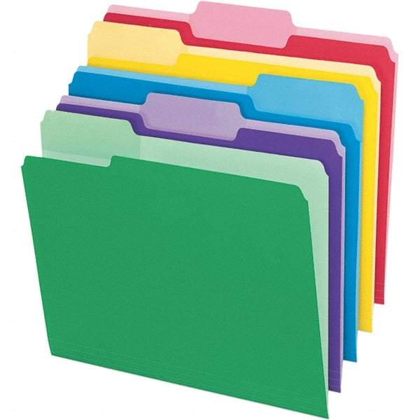 Pendaflex - 11-5/8 x 9-1/2", Letter Size, Assorted Colors, File Folders with Top Tab - 11 Point Stock, Assorted Tab Cut Location - Apex Tool & Supply