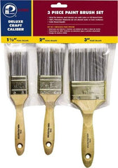 Premier Paint Roller - 1-1/2, 2 & 3" Flat Polyester General Purpose Paint Brush Set - 2-1/4 & 2-1/2 & 3" Bristle Length, 6 & 6-1/2" Wood Beavertail Handle - Apex Tool & Supply
