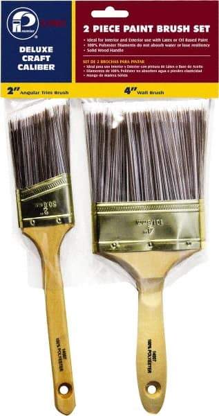 Premier Paint Roller - 2 & 4" Angle/Flat Polyester General Purpose Paint Brush Set - 2-1/2 & 3-1/2" Bristle Length, 6 & 6-1/2" Wood Sash & Beavertail Handle - Apex Tool & Supply