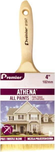 Premier Paint Roller - 4" Flat Polyester/Natural General Purpose Paint Brush Set - 3-1/2" Bristle Length, 6" Wood Beavertail Handle - Apex Tool & Supply