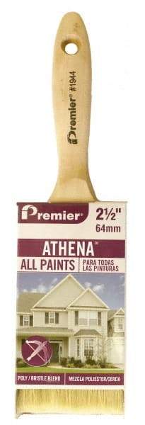 Premier Paint Roller - 2-1/2" Flat Polyester/Natural General Purpose Paint Brush - 2-3/4" Bristle Length, 5-1/4" Wood Beavertail Handle - Apex Tool & Supply