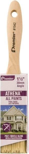 Premier Paint Roller - 1-1/2" Flat Polyester/Natural General Purpose Paint Brush - 2-1/4" Bristle Length, 5" Wood Beavertail Handle - Apex Tool & Supply