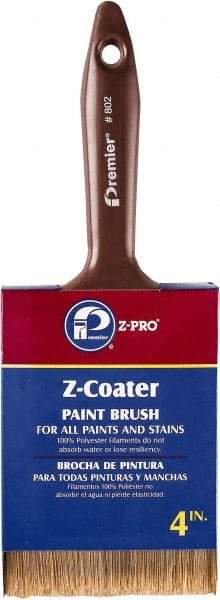 Premier Paint Roller - 4" Flat Polyester Wall Brush - 3-7/8" Bristle Length, 5" Plastic Beavertail Handle - Apex Tool & Supply