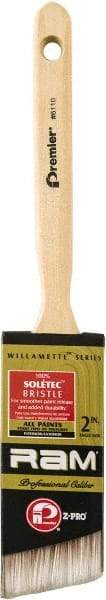 Premier Paint Roller - 2" Angled Polyester General Purpose Paint Brush - 3" Bristle Length, 2" Wood Sash Handle - Apex Tool & Supply