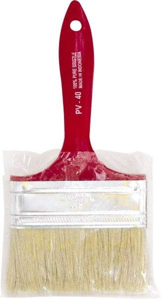 Premier Paint Roller - 4" Flat White China Bristle Chip Brush - 1-3/4" Bristle Length, 5-1/4" Plastic Beavertail Handle - Apex Tool & Supply