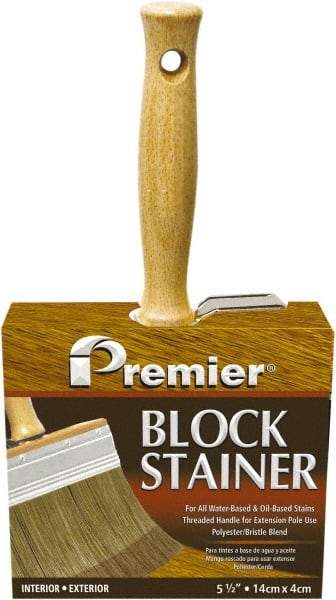 Premier Paint Roller - 6" Flat Polyester/Natural Stainer Brush - 3-1/4" Bristle Length, 5-1/4" Wood Threaded Wood Handle - Apex Tool & Supply