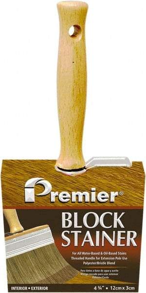 Premier Paint Roller - 5" Flat Polyester/Natural Stainer Brush - 3" Bristle Length, 5-1/4" Wood Threaded Wood Handle - Apex Tool & Supply