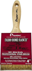 Premier Paint Roller - 4" Flat White China Bristle Stainer Brush - 2-5/8" Bristle Length, 6" Wood Beavertail Handle - Apex Tool & Supply