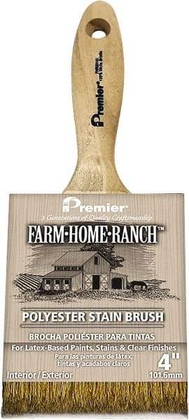 Premier Paint Roller - 2-1/2" Flat Polyester Stainer Brush - 2-3/4" Bristle Length, 6" Wood Beavertail Handle - Apex Tool & Supply