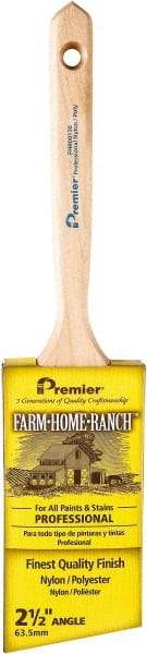 Premier Paint Roller - 2-1/2" Angled Nylon/Polyester Angular Brush - 3" Bristle Length, 7-1/4" Wood Sash Handle - Apex Tool & Supply
