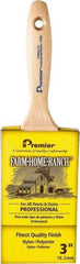 Premier Paint Roller - 3" Flat Nylon/Polyester General Purpose Paint Brush - 3-1/4" Bristle Length, 5-1/2" Wood Beavertail Handle - Apex Tool & Supply