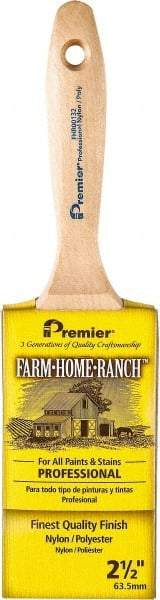 Premier Paint Roller - 2-1/2" Flat Nylon/Polyester General Purpose Paint Brush - 3" Bristle Length, 5-1/2" Wood Beavertail Handle - Apex Tool & Supply