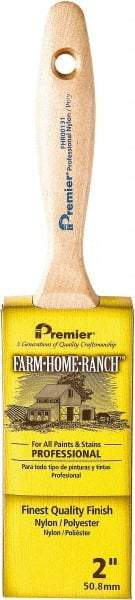 Premier Paint Roller - 2" Flat Nylon/Polyester General Purpose Paint Brush - 2-3/4" Bristle Length, 5-1/4" Wood Beavertail Handle - Apex Tool & Supply