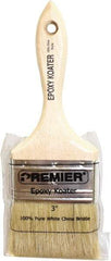 Premier Paint Roller - 3" Flat White China Bristle Varnish Brush - 2-1/4" Bristle Length, 5-1/2" Wood Beavertail Handle - Apex Tool & Supply