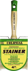 Premier Paint Roller - 4" Flat White China Bristle Stainer Brush - 3" Bristle Length, 5-1/4" Wood Threaded Wood Handle - Apex Tool & Supply