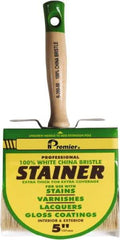 Premier Paint Roller - 5" Flat White China Bristle Stainer Brush - 3" Bristle Length, 5-1/4" Wood Threaded Wood Handle - Apex Tool & Supply