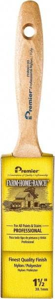 Premier Paint Roller - 1-1/2" Flat Nylon/Polyester General Purpose Paint Brush - 2-1/2" Bristle Length, 4-3/4" Wood Beavertail Handle - Apex Tool & Supply