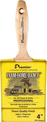 Premier Paint Roller - 4" Flat Nylon/Polyester General Purpose Paint Brush - 3-1/2" Bristle Length, 5-3/4" Wood Beavertail Handle - Apex Tool & Supply