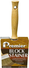 Premier Paint Roller - 4" Flat Polyester/Natural Stainer Brush - 3" Bristle Length, 5-1/4" Wood Threaded Wood Handle - Apex Tool & Supply