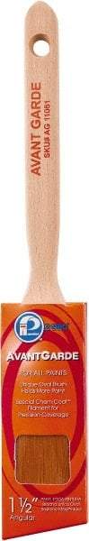 Premier Paint Roller - 1-1/2" Oval/Angle Polyester Sash Brush - 2-1/2" Bristle Length, 6-3/4" Wood Sash Handle - Apex Tool & Supply