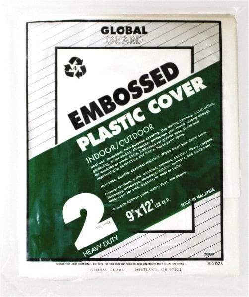 Premier Paint Roller - Medium Weight Plastic Drop Cloth - 12' x 9', 2 mil Thick, Off White - Apex Tool & Supply