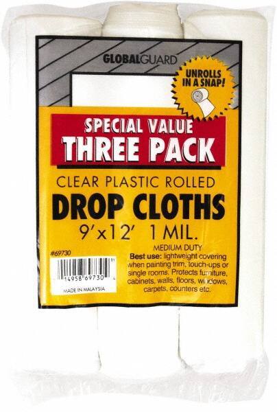 Premier Paint Roller - Medium Weight Plastic Drop Cloth - 12' x 9', 1 mil Thick, Off White - Apex Tool & Supply