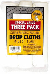 Premier Paint Roller - Medium Weight Plastic Drop Cloth - 12' x 9', 1 mil Thick, Off White - Apex Tool & Supply