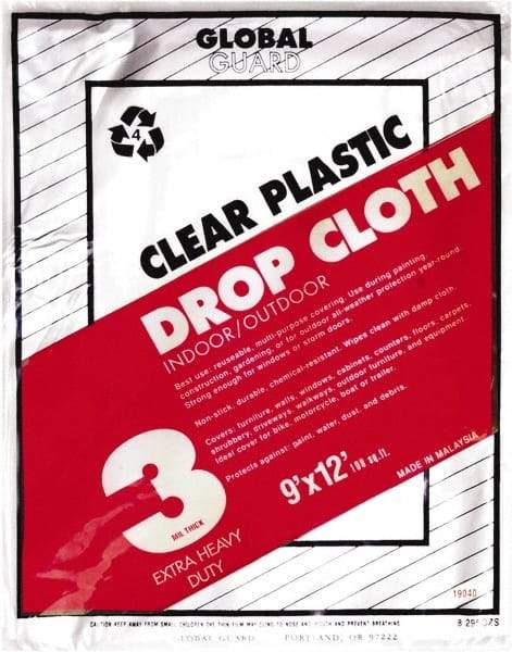 Premier Paint Roller - Medium Weight Plastic Drop Cloth - 12' x 9', 3 mil Thick, Off White - Apex Tool & Supply