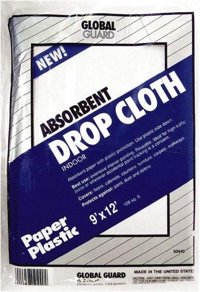 Premier Paint Roller - Medium Weight Paper Drop Cloth - 12' x 9', 1 mil Thick, Off White - Apex Tool & Supply