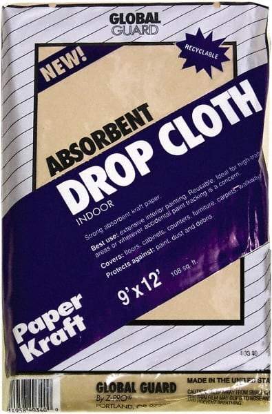 Premier Paint Roller - Medium Weight Paper Drop Cloth - 12' x 9', 1 mil Thick, Off White - Apex Tool & Supply