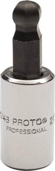 Proto - 1/4" Drive, 1/4" Hex Bit Socket - 1-1/2" OAL, 1.047" Bit Length, Ball End - Apex Tool & Supply