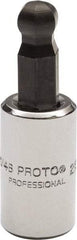 Proto - 1/4" Drive, 1/4" Hex Bit Socket - 1-1/2" OAL, 1.047" Bit Length, Ball End - Apex Tool & Supply