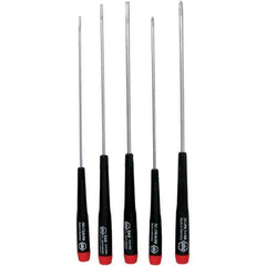 Wiha - 5 Piece Slotted & Phillips Screwdriver Set - Bit Sizes: Philips #0 & #1, Comes in Vinyl Pouch - Apex Tool & Supply