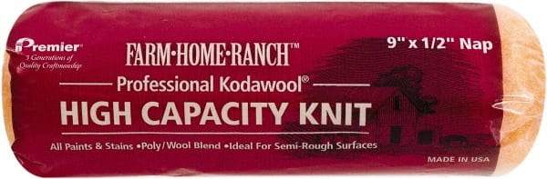 Premier Paint Roller - 1/2" Nap, 9" Wide Paint Roller Cover - Semi-Rough Texture, Polyester & Wool - Apex Tool & Supply