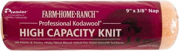 Premier Paint Roller - 3/8" Nap, 9" Wide Paint Roller Cover - Semi-Smooth Texture, Polyester & Wool - Apex Tool & Supply