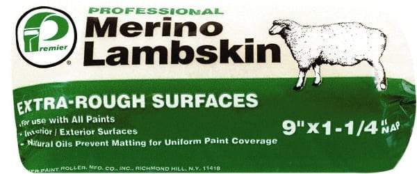 Premier Paint Roller - 1-1/4" Nap, 9" Wide Paint Roller Cover - Extra-Rough Texture, Lambskin - Apex Tool & Supply