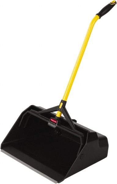 Rubbermaid - 20-7/16" Wide x 29" Deep x 11" High Handheld Dustpan - Plastic Body, 27" Handle, Black - Apex Tool & Supply