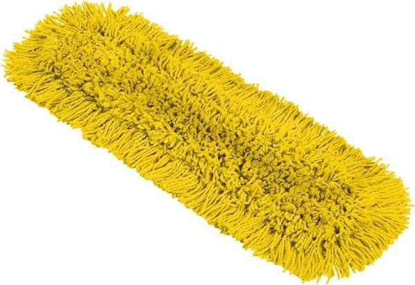 Rubbermaid - 25-1/4" Long x 5-1/2" Wide Cotton Blend Dust Mop Pad - Hook & Loop, Yellow, Rectangular Head, Launderable - Apex Tool & Supply